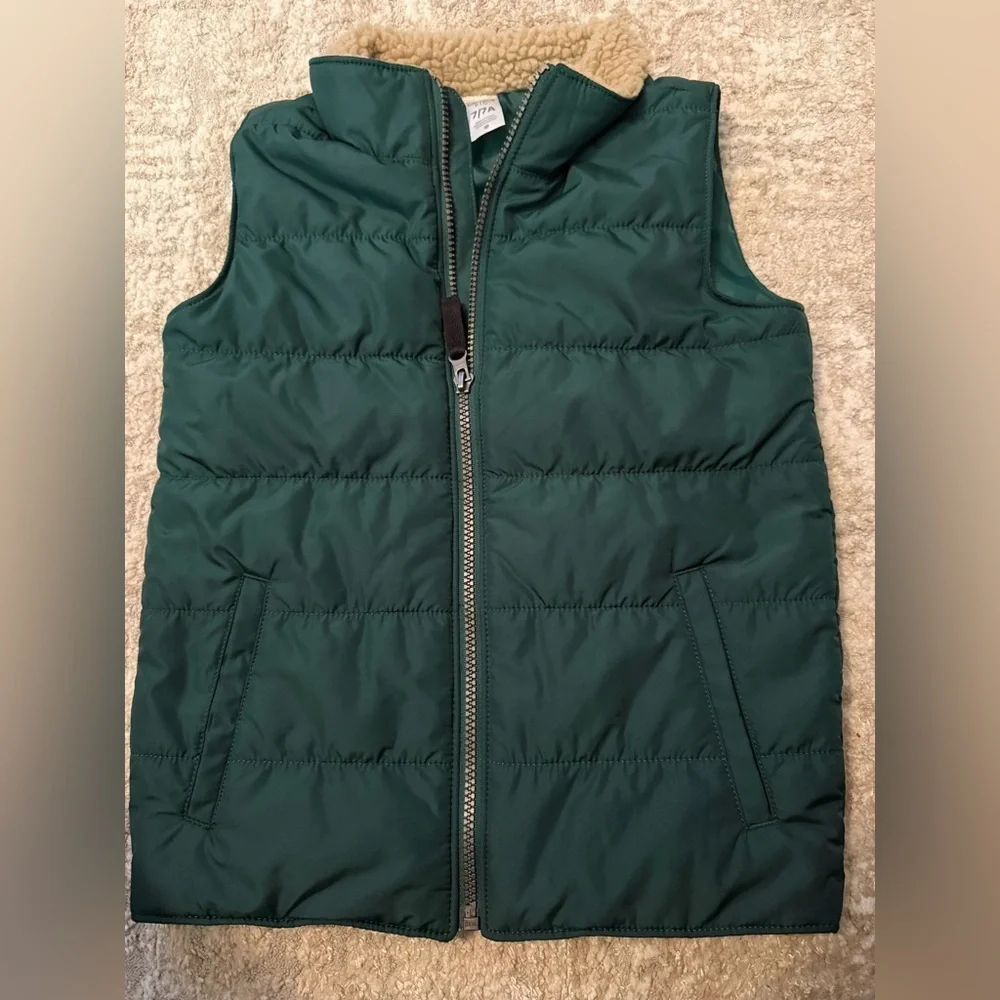 Carter's Teal Quilted Puffer Vest with Sherpa Collar size 7